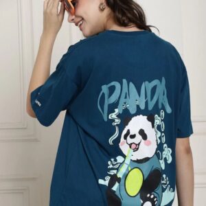 Blue Colour Panda Printed Tshirt for Men & Women