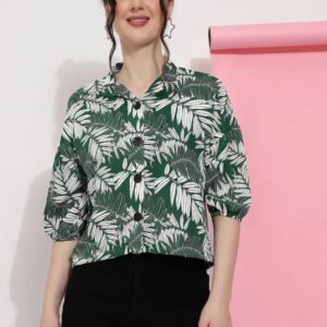 Green Floral Printed Shirt for Women